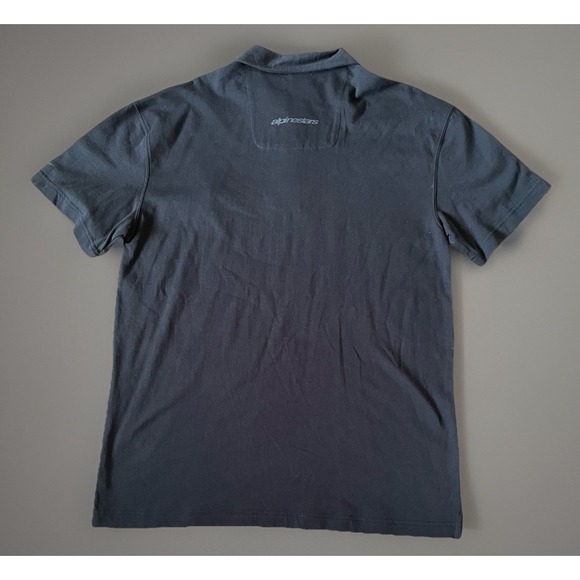 Alpinestars Sportswear RPM Short Sleeve Polo Shirt Black Moto Logo Medium JBHS - Picture 2 of 11